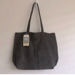 NEW TOMS Embroidered Suede Tote, black.